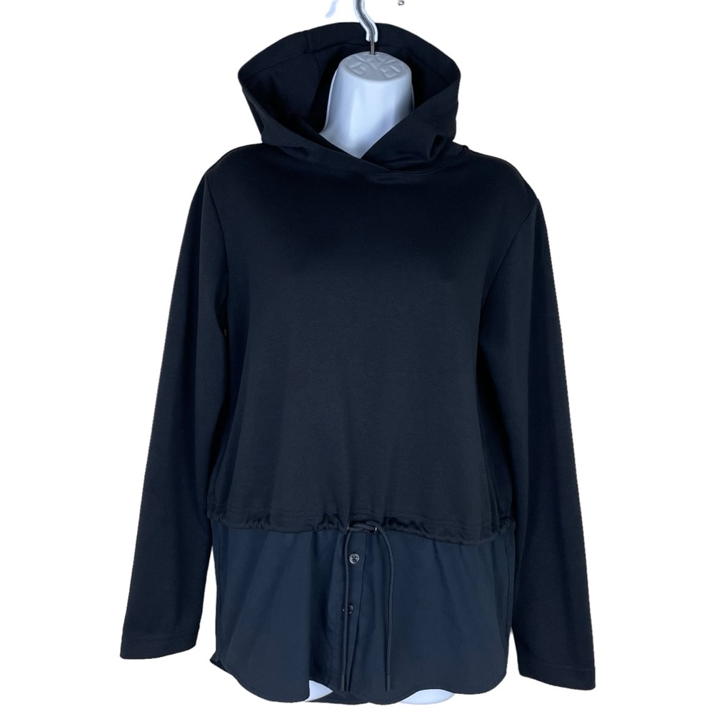 Athleta Pullover Drawstring Hoodie Top Button Down Shirt Bottom Black Size Small